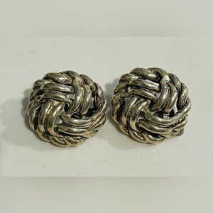 Vintage Sterling Silver Love Knot Clip-On Earrings